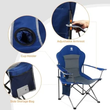 EVER ADVANCED High Back Folding Camping Chair for Comfort