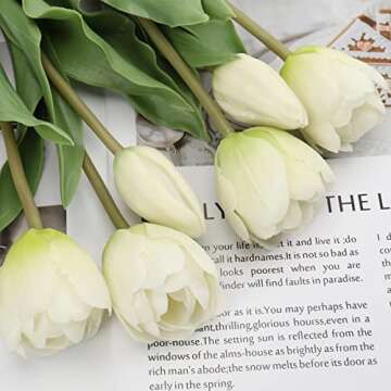 Elegant Cream Artificial Tulips for Home and Weddings