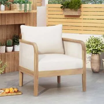 Merax Acacia Wood Patio Club Chair Set with Cushions
