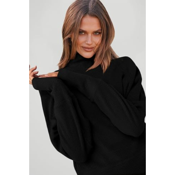 PRETTYGARDEN Womens 2024 Ribbed Knit Lounge Set 2 Piece Outfits Long Sleeve Tops and Shorts Fall Loungewear Sets with Pockets(Black,Large)