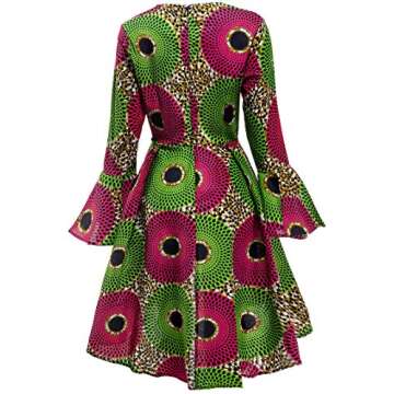 SHENBOLEN Women African Print Dresses Autumn and Winter Long Sleeves Ankara Dress(XX-Large,Multicolo...