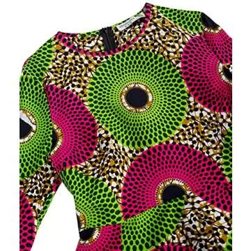 Unique SHENBOLEN Women African Print Long Sleeves Dress