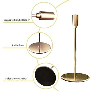 FLARDOR Gold Candle Holders Set 3, Decorative Candlestick Holder for Formal Events, Gifts for Friends, Candelabra Elegant Decoration for Table (GLOD×3)