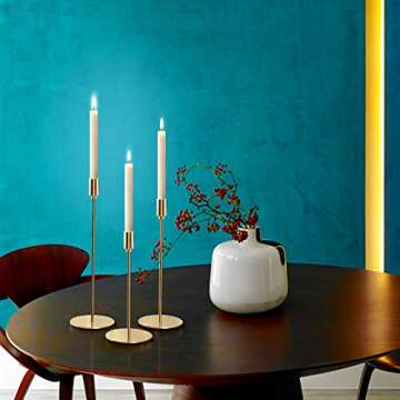 FLARDOR Gold Candle Holders Set 3, Decorative Candlestick Holder for Formal Events, Gifts for Friends, Candelabra Elegant Decoration for Table (GLOD×3)