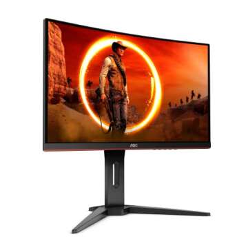 AOC C24G1 24" Curved Frameless Gaming Monitor, FHD 1080p, 1500R VA panel, 1ms 144Hz, FreeSync, Heigh...