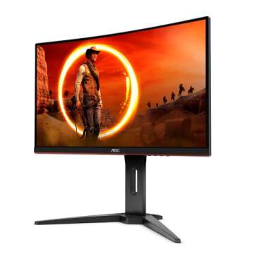 AOC C24G1 24" Curved Frameless Gaming Monitor, FHD 1080p, 1500R VA panel, 1ms 144Hz, FreeSync, Height adjustable, VESA, 3-Year Zero Dead Pixels Black