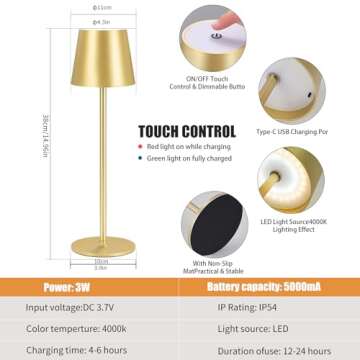 Stylish Rechargeable Cordless LED Table Lamp Set