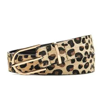 MORELESS 3 Pack Women's Faux Leather Waist Belt for Jeans Dress Black Leopard Beige Large