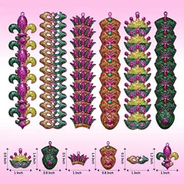 CEALXHENY 40PCS Mardi Gras Charms for Jewelry Making Rhinestone Enamel Mask Crown Fleur De Lis Penda...