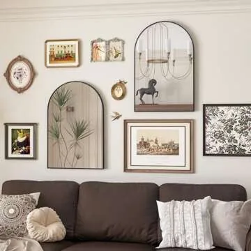 Poseerkey 2-Pack 30x20 inch Arched Wall Mirror, Bathroom Vanity Mirror, Wall Aluminum Frame Arched Mirror, Bathroom Wall Mounted Mirror, entryway, Black (Set of 2)