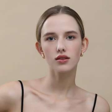 Apsvo Chunky Mini Gold Hoop Earrings for Women, Dupes Earrings Lightweight Teardrop Tear Drop Earrin...