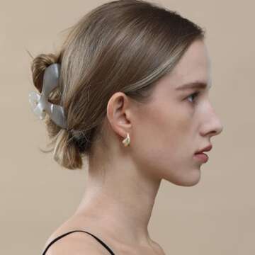 Apsvo Chunky Mini Gold Hoop Earrings for Women, Dupes Earrings Lightweight Teardrop Tear Drop Earrings Waterdrop Hoops, Hypoallergenic Gold Plated Earrings Fashion Jewelry