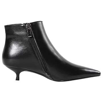 Elegant COLETER Black Leather Kitten Heels for Women