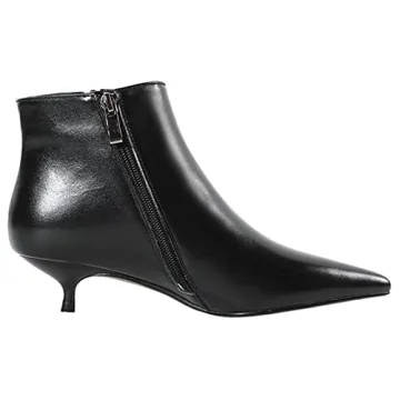 Elegant COLETER Black Leather Kitten Heels for Women