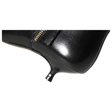 Elegant COLETER Black Leather Kitten Heels for Women