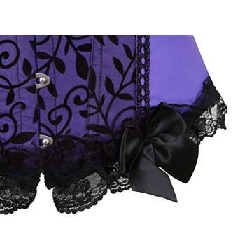 Floral Trim Corsets for Women Overbust Waist Cincher Bustier Corset Top X-Small Purple