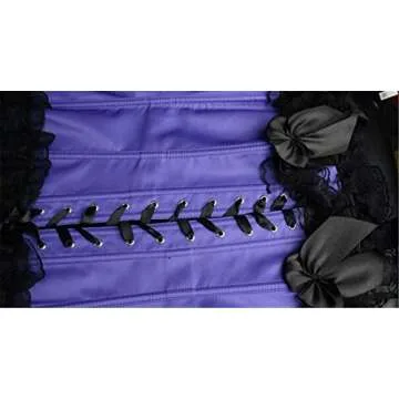 Floral Trim Corsets for Women Overbust Waist Cincher Bustier Corset Top X-Small Purple