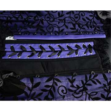 Floral Trim Corsets for Women Overbust Waist Cincher Bustier Corset Top X-Small Purple