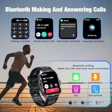 Smartwatch for Men Android iOS Phones: Smart Watch Fitness Tracker 2.0" Full Touchscreen with Answer/Make call Waterproof Blood Pressure Heart Rate Sport Pedometer Sleep Digital Step Activity Monitor