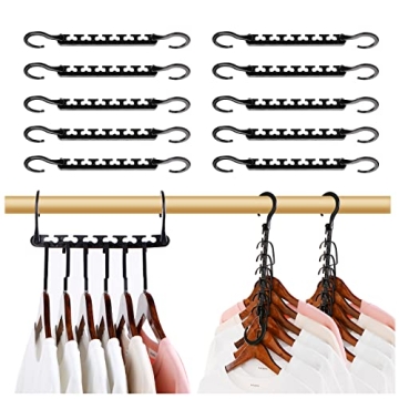 Black Magic Hangers Closet Space Saving with 5 Holes Multifunctional Magic Folding Hangers, 10 Pack ...