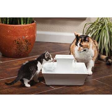 PetSafe Drinkwell Pagoda Ceramic Cat & Dog Water Fountain, 70oz Capacity, Encourages Hydration, Open Bowl Design, White