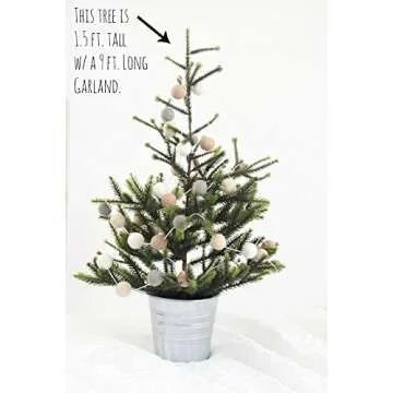 Neutral Colored Christmas Felt Ball Garland by Sheep Farm Felt