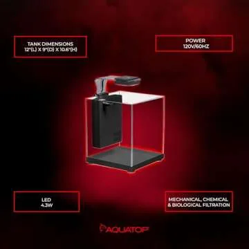 Aquatop Pisces Bullet Shaped Glass Aquarium - Nano Aquarium Kit, for Salt & Freshwater Fish Tanks - Mechanical, Chemical & Biological Filtration