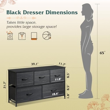 Chic WLIVE Dresser with 5 Drawers for Stylish Storage