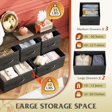 Chic WLIVE Dresser with 5 Drawers for Stylish Storage