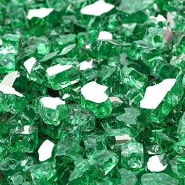 Onlyfire 10 pounds Fire Glass for Propane Fire Pit and Gas Fireplace, 1/4 Inch Reflective Firepit Gl...