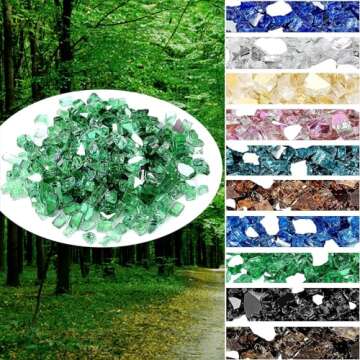 Onlyfire 10 pounds Fire Glass for Propane Fire Pit and Gas Fireplace, 1/4 Inch Reflective Firepit Glass Rocks for Fire Pit Table and Fire Bowl, High Luster Light Green