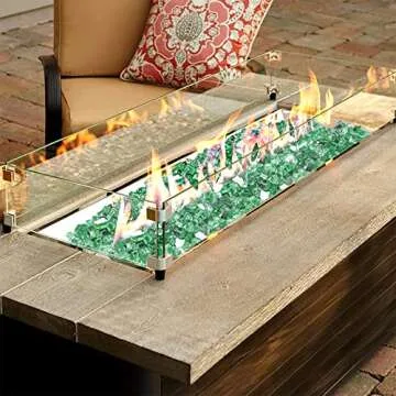 Onlyfire 10 pounds Fire Glass for Propane Fire Pit and Gas Fireplace, 1/4 Inch Reflective Firepit Glass Rocks for Fire Pit Table and Fire Bowl, High Luster Light Green