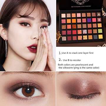 Meile Eyeshadow Makeup Palette 40 Colors Blendable Professional Highly Pigmented Matte and Shimmer Colorful Eye Shadow Makeup Pallet Nudes Natural, Professional and Personal Use Perfect For Every Woman & Girl