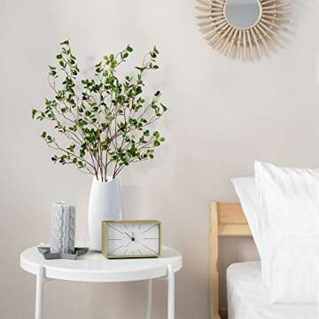 Sggvecsy 43’’ 4Pcs Artificial Ficus Branches Faux Leaf Spray Green Eucalyptus Branches Artificial Greenery Stems Fake Ficus Twig Plants for Home Office Wedding Vase Filler Shop Decoration