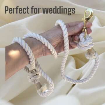 Natural White Cotton Ombre Rope Leash for Dogs, White Dog Wedding Leash, Rope Leash, Rope Dog Leash, Wedding Leash, White Rope Dog Leash, White Leash for Dogs, Handmade Dog Leash (Natural White)