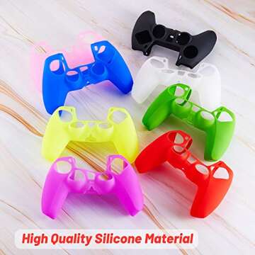 8 Pieces Silicone Cover Skin Case Compatible with PS5 Silicone Case Grip Cover Skin Controller Anti-Slip Colorful Grip Cover Compatible with PS5 Controller, 8 Colors