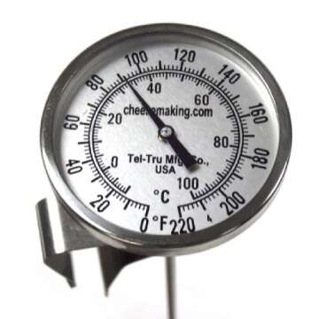 Tel-Tru 12" Stainless Steel Cheesemaking Thermometer 0/220 degrees F
