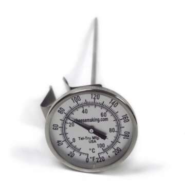 Tel-Tru 12" Stainless Steel Cheesemaking Thermometer 0/220 degrees F