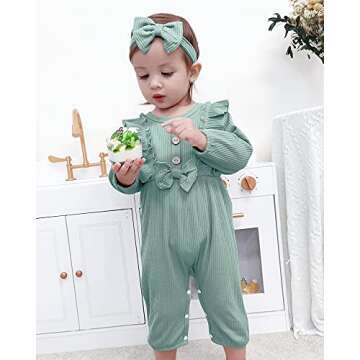 Mioglrie Newborn Baby Girl Clothes Romper Cute Baby Girl Stuff Cotton Newborn Girl Clothes Ruffle Ba...