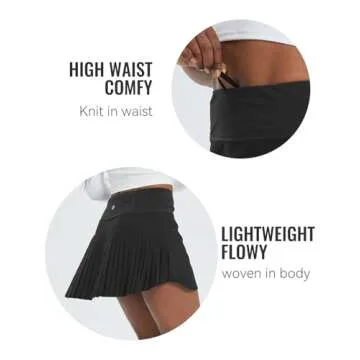 BALEAF Pleated Tennis Skirt Skorts Skirts for Woman High Waisted Lightweight Athletic Golf Workout with Shorts Pockets Black X-Small