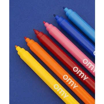 Omy Signature Double Tipped Ultrawashable Felt Markers, Box of 16, Easily Washable With Soap and Water, Bright Colors
