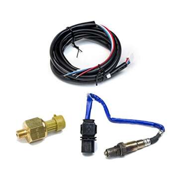 AEM 2 Gauge Display Set UEGO WideBand Air/Fuel Ratio Gauge + Boost Pressure Gauge -30-35psi + MAPerformance Lanyard