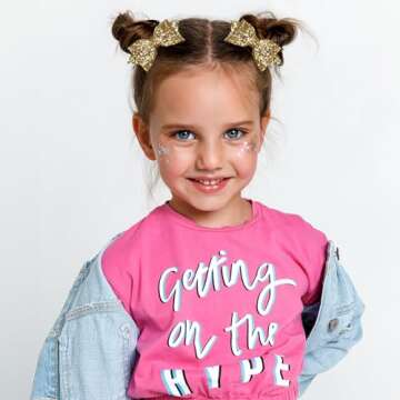 Sparkly Glitter Christmas Hair Bow Clips for Kids