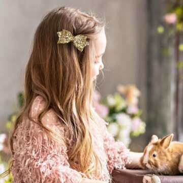 Sparkly Glitter Christmas Hair Bow Clips for Kids