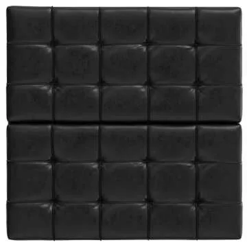 SIMPLIHOME Harrison 40 inch Wide Transitional Square Large Coffee Table Storage Ottoman in Distressed Black Vegan Faux Leather, Assembled, for The Living Room and Bedroom