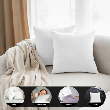 Foamily Throw Pillow Insert 18 x 18 inch (Set of 2) Hypoallergenic 100% Virgin Fiber Bed, Sofa, Couch Decorative Indoor Pillows Made in USA