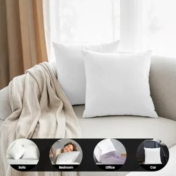 Foamily Throw Pillow Insert 18 x 18 inch (Set of 2) Hypoallergenic 100% Virgin Fiber Bed, Sofa, Couch Decorative Indoor Pillows Made in USA
