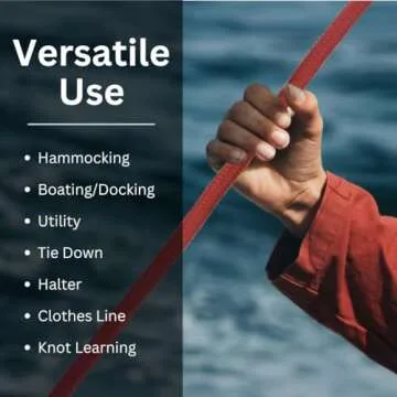 Versatile 9mm Nylon Braided, 50 Foot Camping Rope - Red