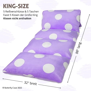 Butterfly Craze Floor Pillow Case, Mattress Bed Lounger Cover, Purple, King Size - Cozy Seating Solution for Kids & Adults, Recliner Cushion, Perfect for Reading, TV Time (Pillow Not Included)