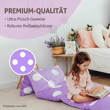 Butterfly Craze Floor Pillow Case, Mattress Bed Lounger Cover, Purple, King Size - Cozy Seating Solution for Kids & Adults, Recliner Cushion, Perfect for Reading, TV Time (Pillow Not Included)